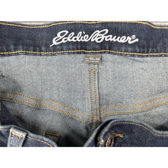 Eddie Bauer Jeans Men's 40 Blue Dark Wash Straight Leg Flex Stretch - Picture 7 of 8
